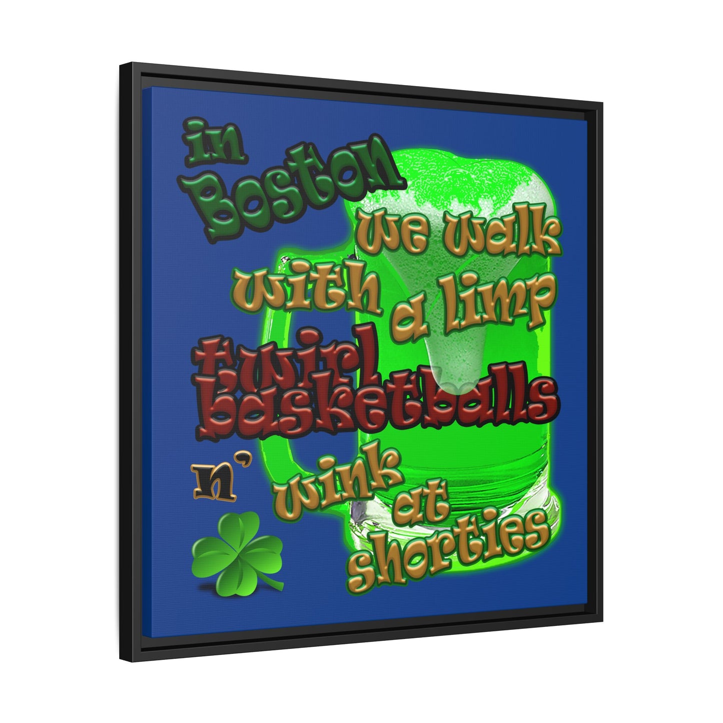 celtics logo - framed canvas art (dark blue)