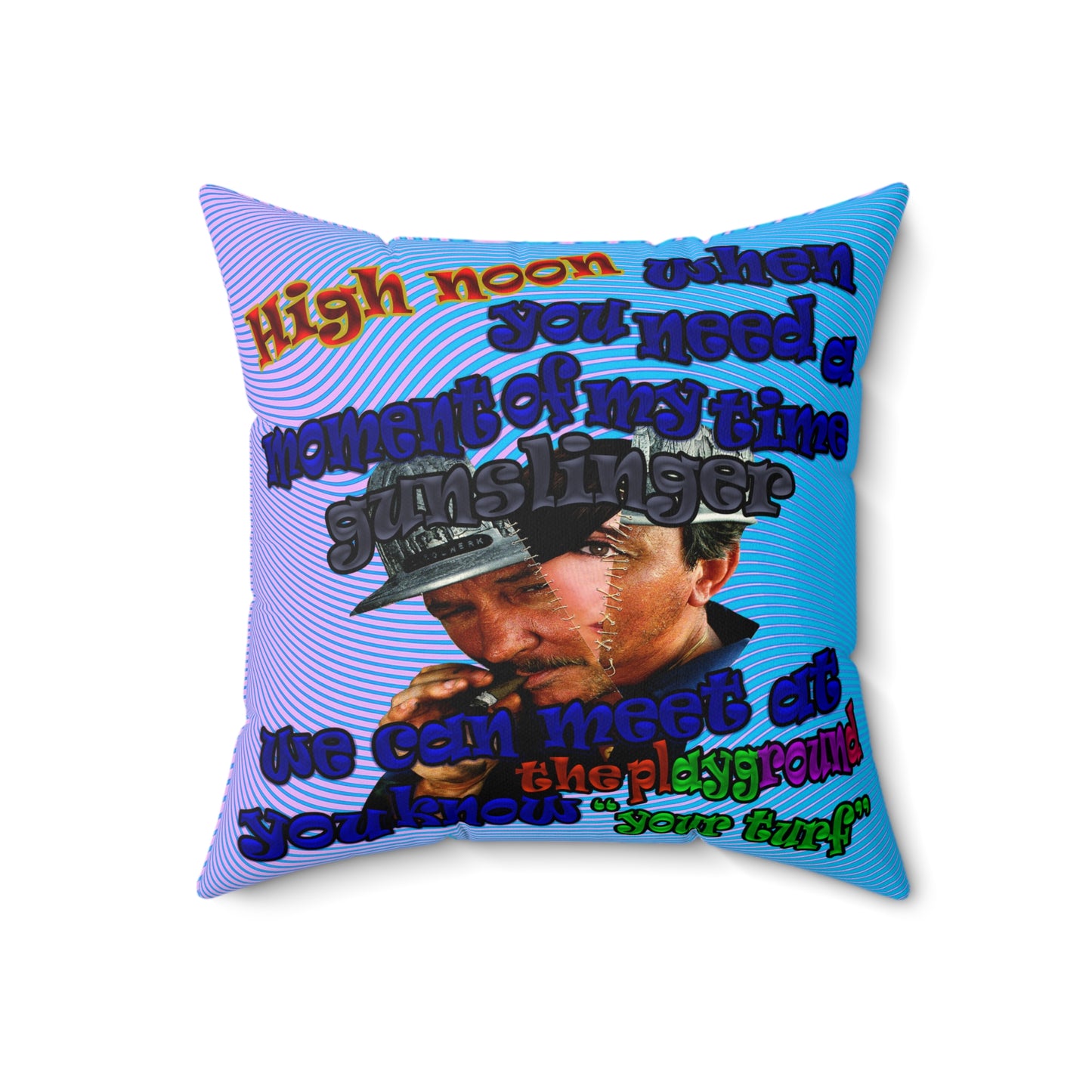 high noon - Faux Suede Square Pillow - (light blue-purple wave)