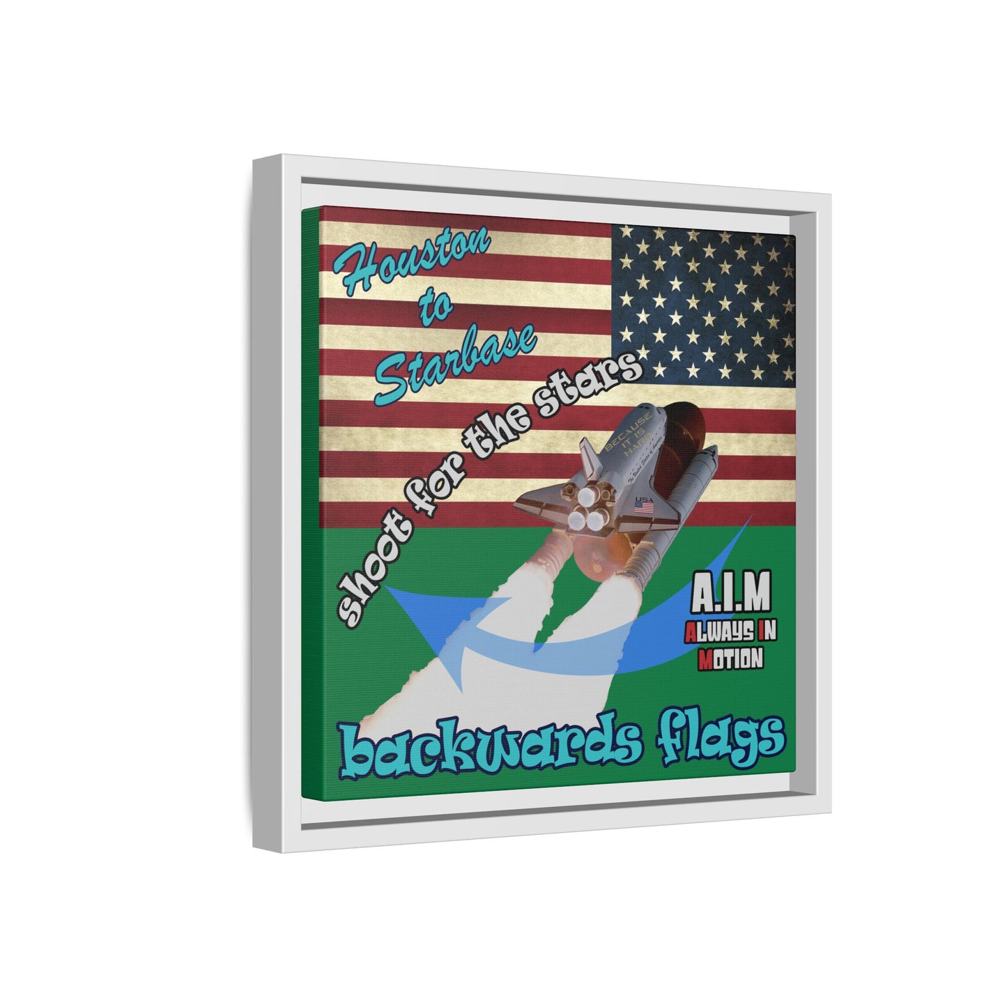 shoot for the stars - framed canvas art (dark green)