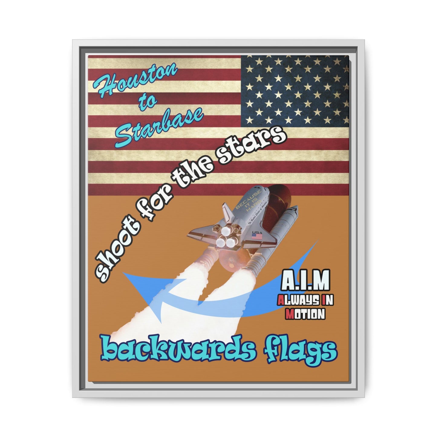 shoot for the stars - framed canvas art (light brown)