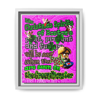 christmas spirits of boston - framed canvas art (pink swirl)