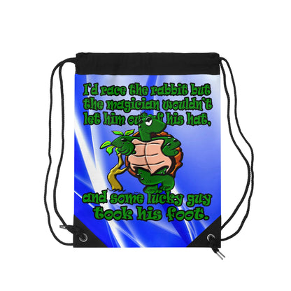 turtle race - Drawstring Bag (blue-white wave)