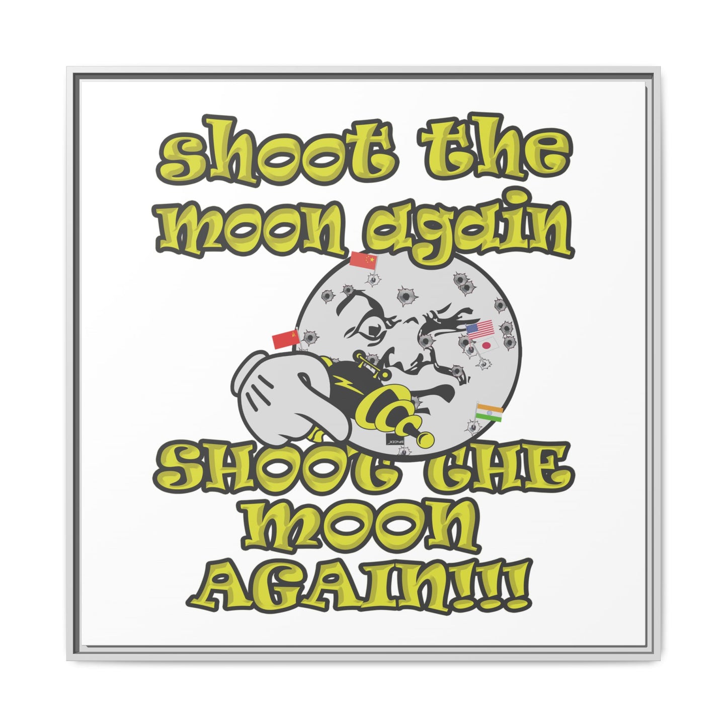 shoot the moon again - framed canvas art (white)