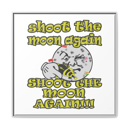 shoot the moon again - framed canvas art (white)