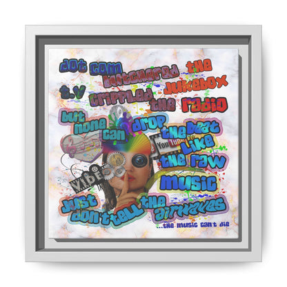 drop the beat - framed canvas art (white marble)