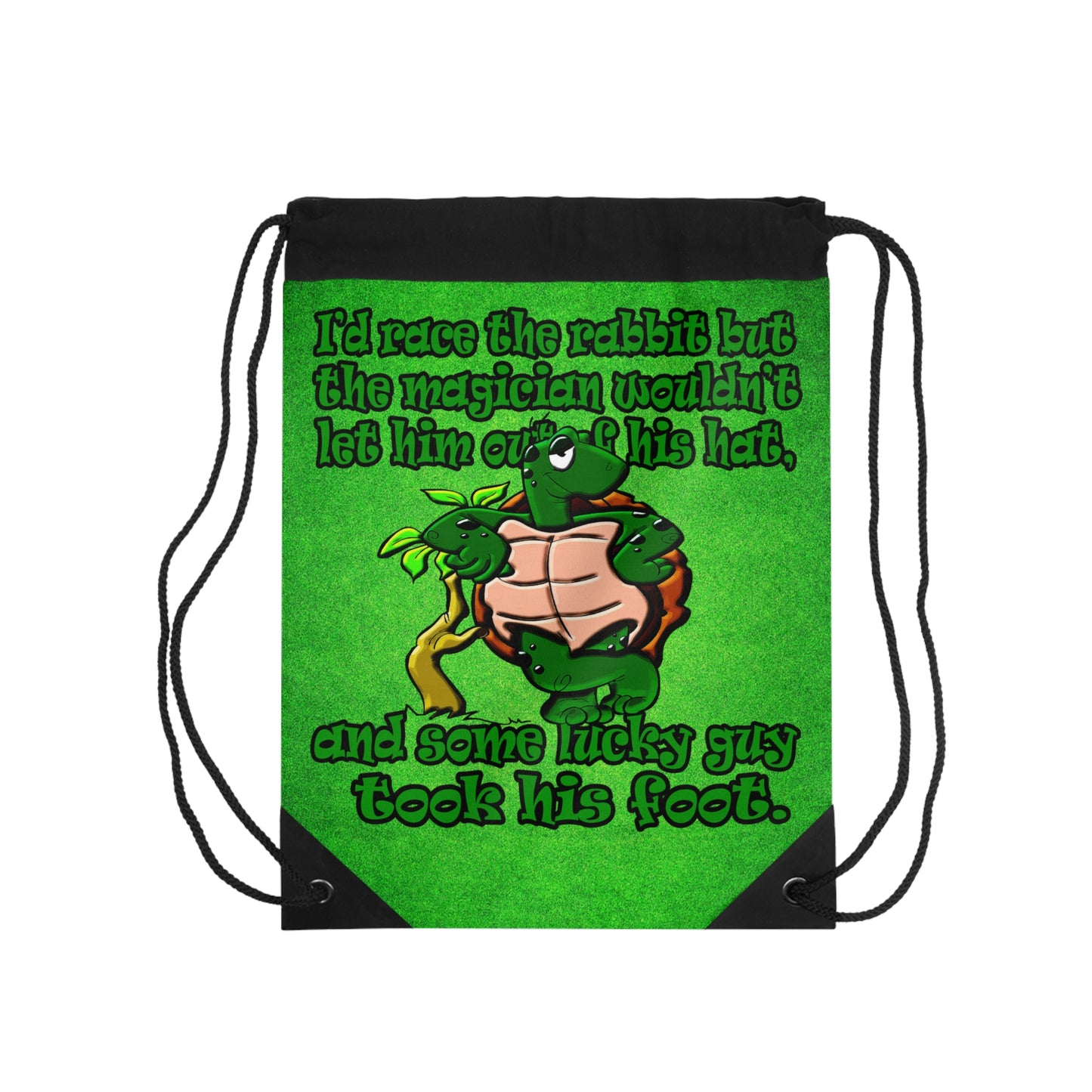 turtle race - Drawstring Bag (green turf)