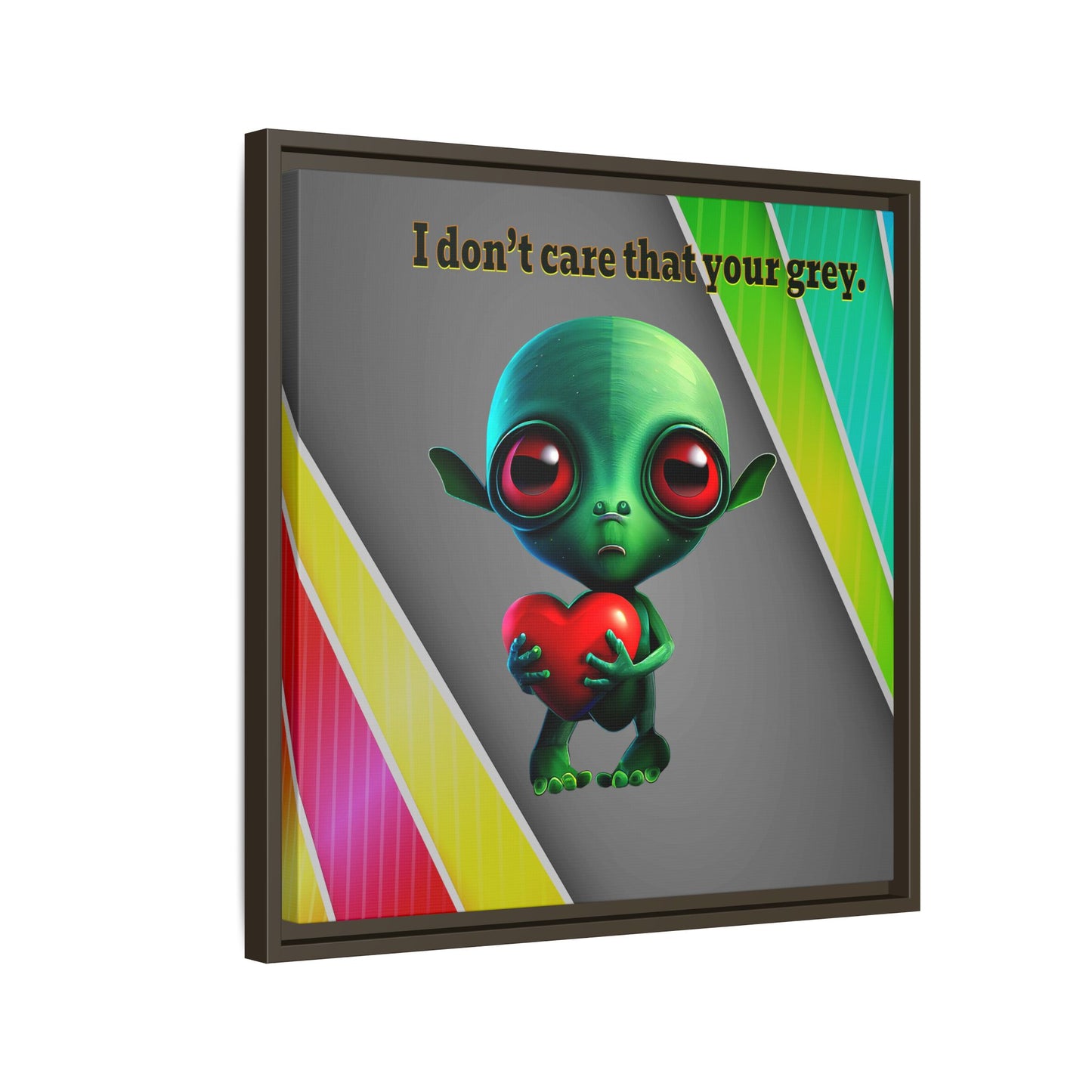I don't care that your grey - framed canvas art (rainbow split)
