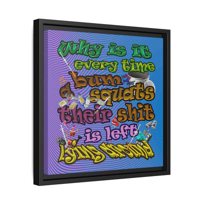 the bum's shit - framed canvas art (light blue-purple wave)