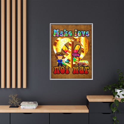love peace - framed canvas art (brown papyrus)