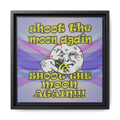 shoot the moon again - framed canvas art (light blue-pink wave)