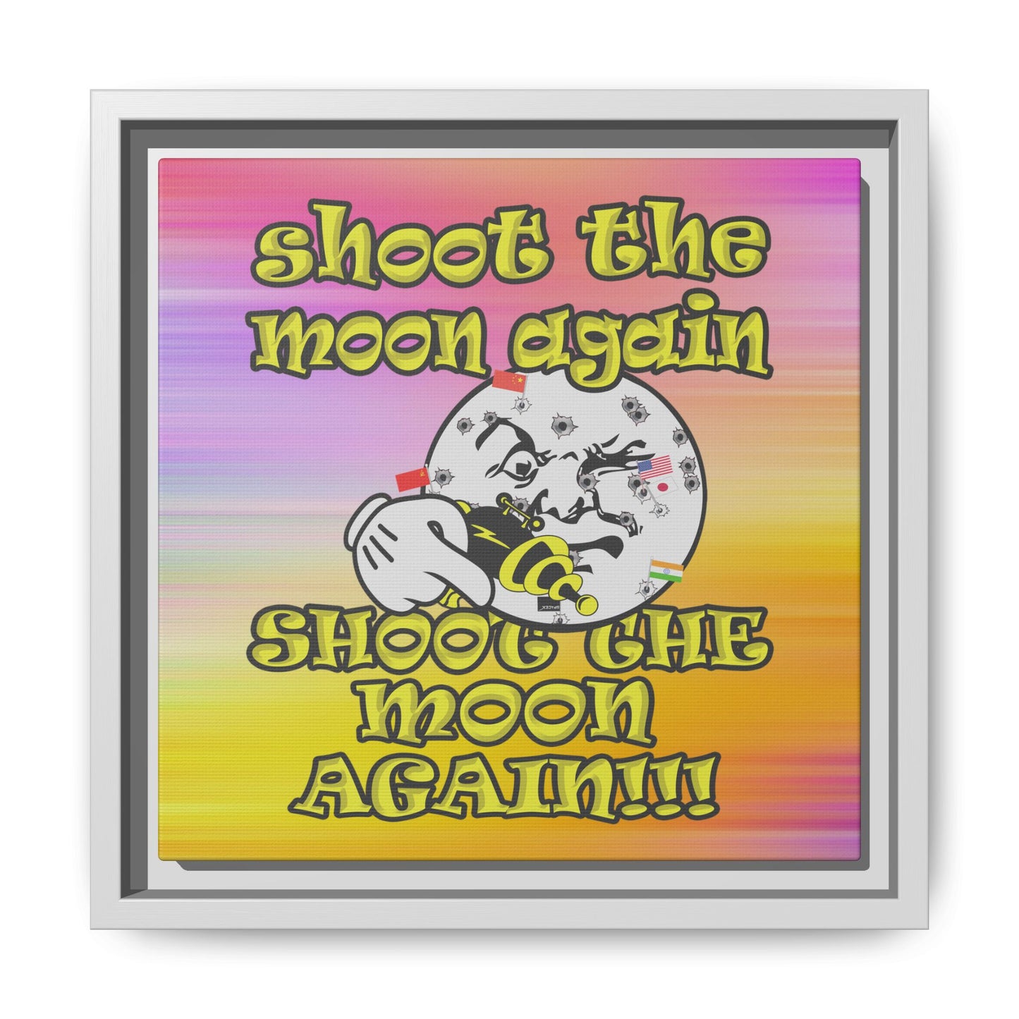 shoot the moon again - framed canvas art (color blur)