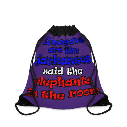 donkeys and elephants - Drawstring Bag (purple)