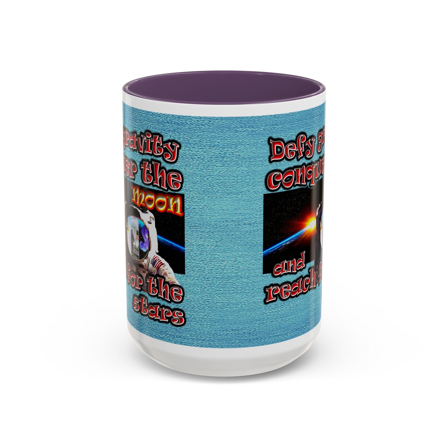 defy conquer reach - Accent Mug (faded blue)