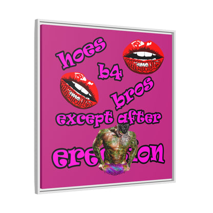 hoes b4 bros - framed canvas art (pink)