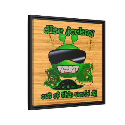 disc jockey - framed canvas art (butterscotch wood finish)