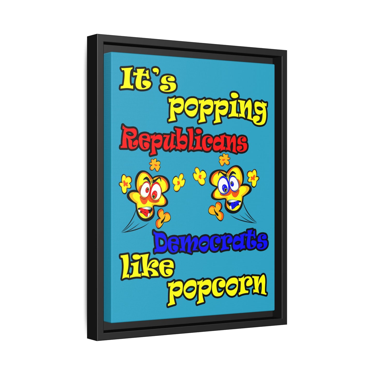 popping like popcorn - framed canvas art (turquoise)