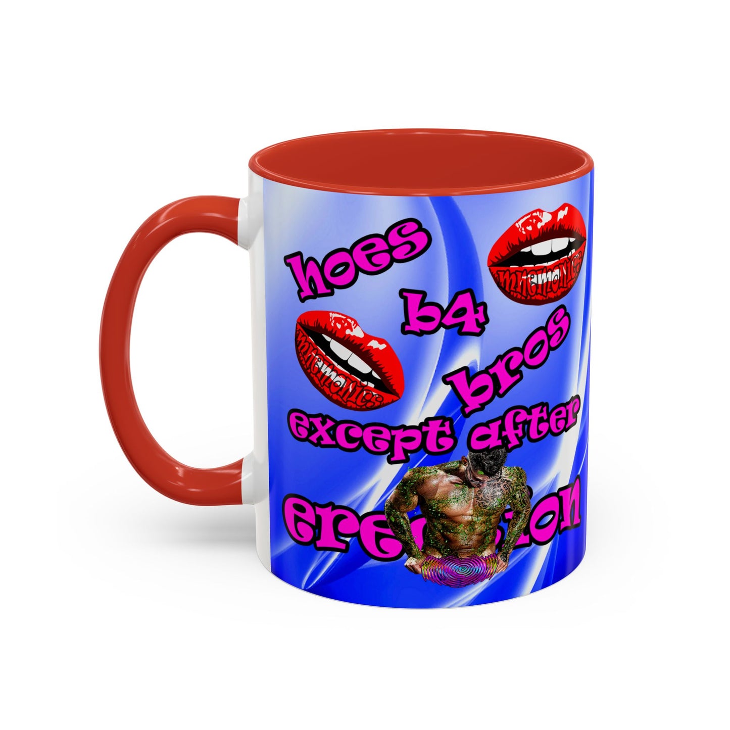 hoes b4 bros - Accent Mug (blue-white wave)