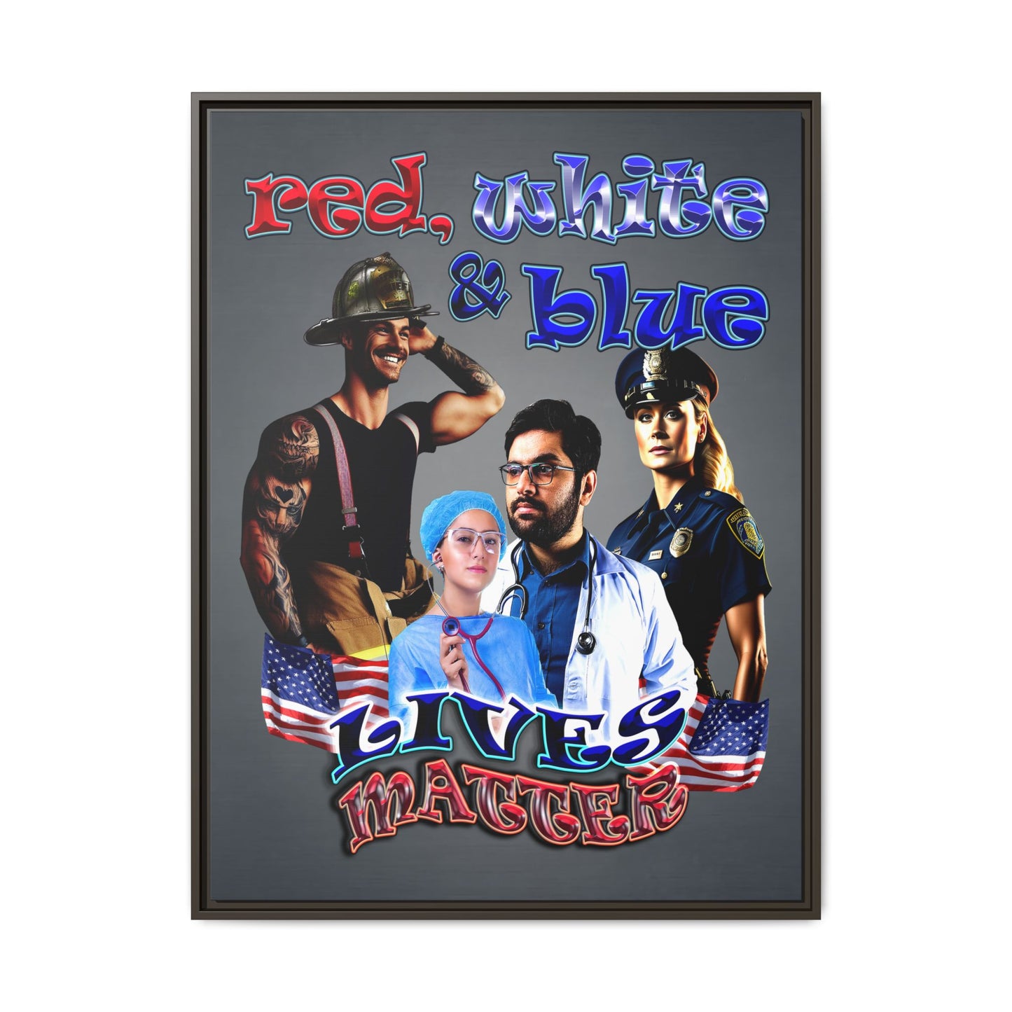rw&b lives matter - framed canvas art (grey-light grey)