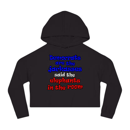 donkeys and elephants - Women’s Cropped Hooded Sweatshirt