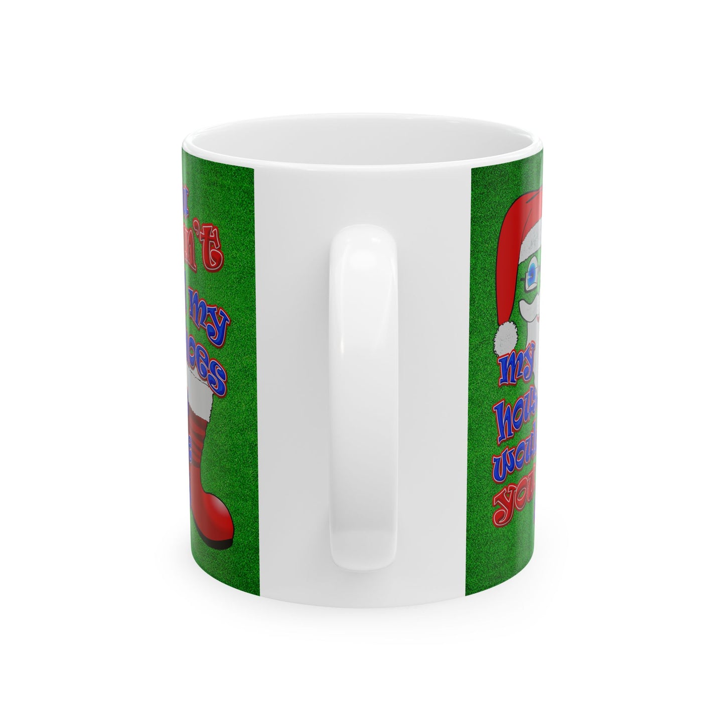 santa's shoes - White Mug (green turf)