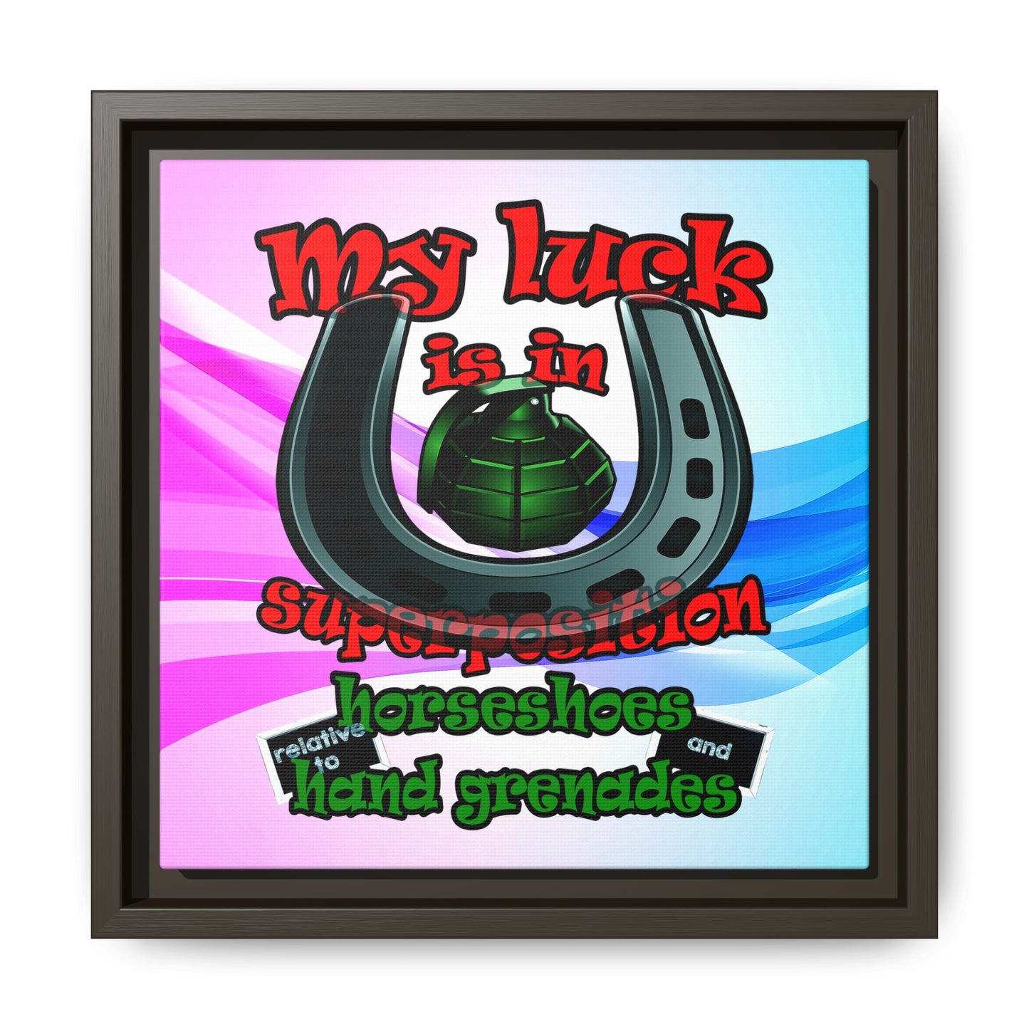 my luck - framed canvas art (light blue-pink wave)