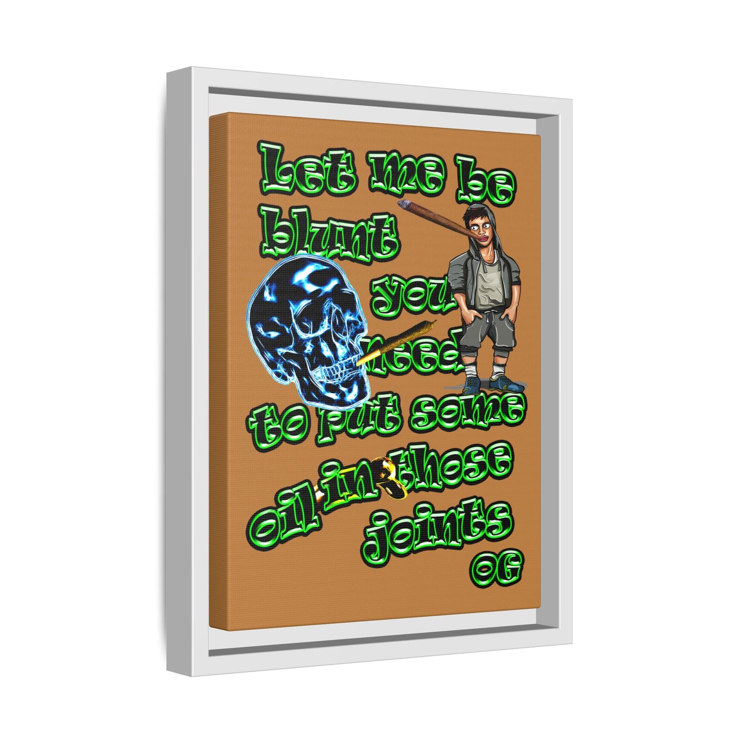 og - framed canvas art (light brown)