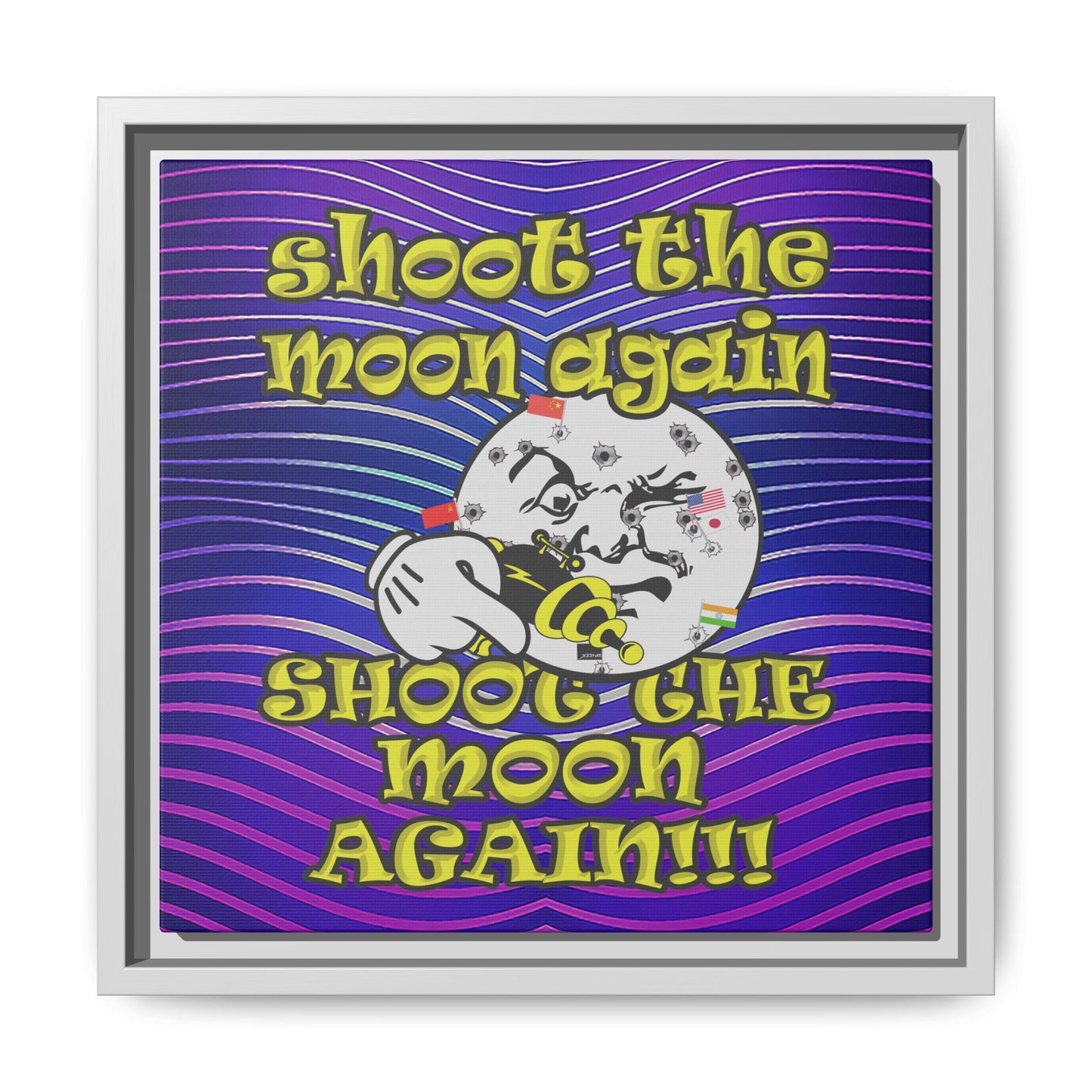 shoot the moon again - framed canvas art (purple wave)