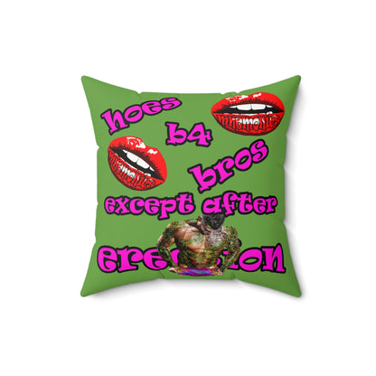 hoes b4 bros - Faux Suede Square Pillow - (green)