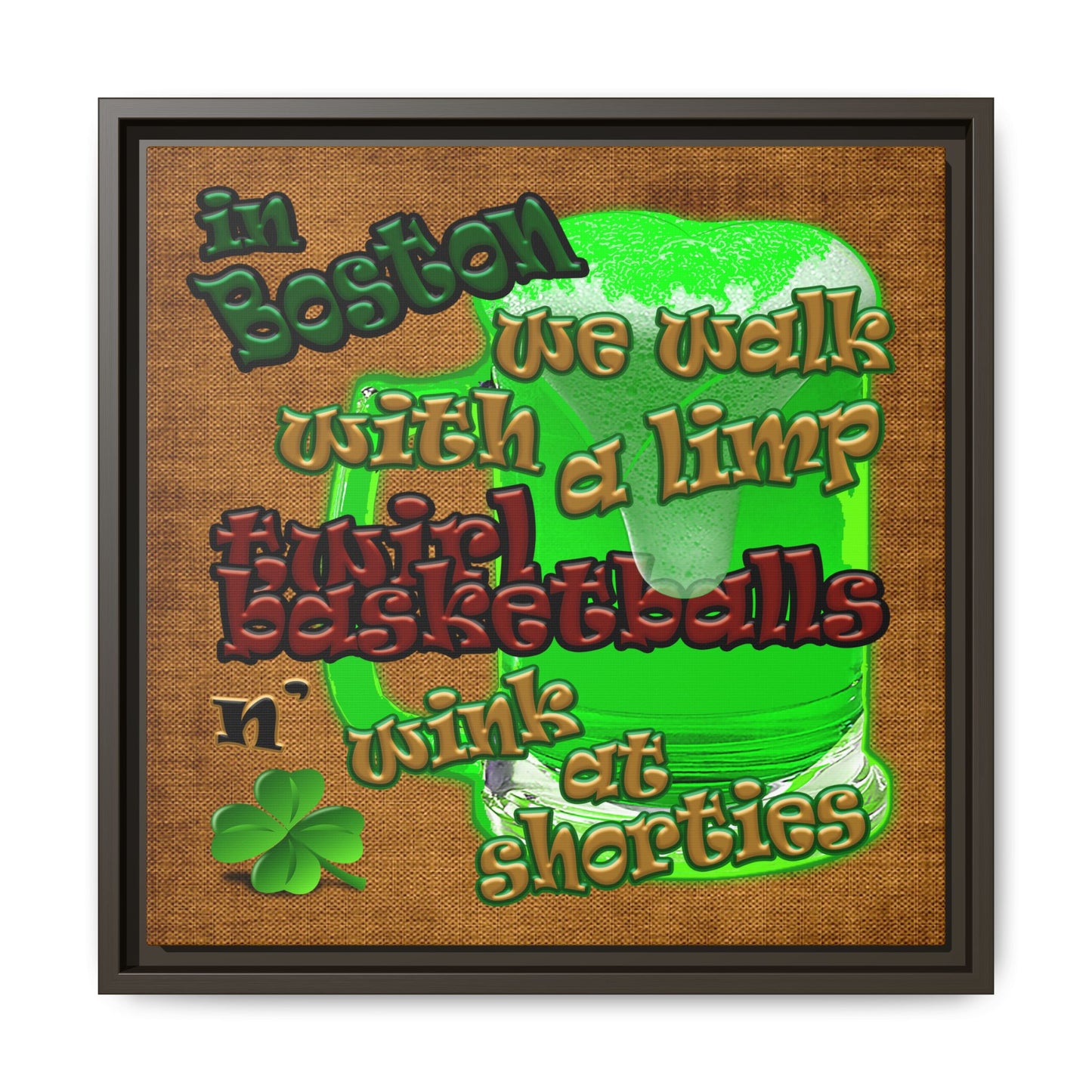 celtics logo - framed canvas art (brown papyrus)