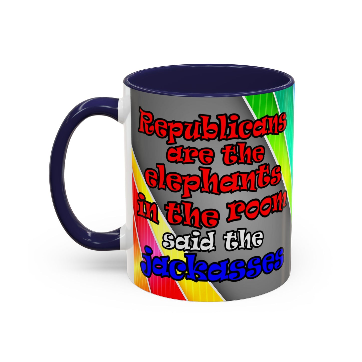 donkeys and elephants - Accent Mug (rainbow split)