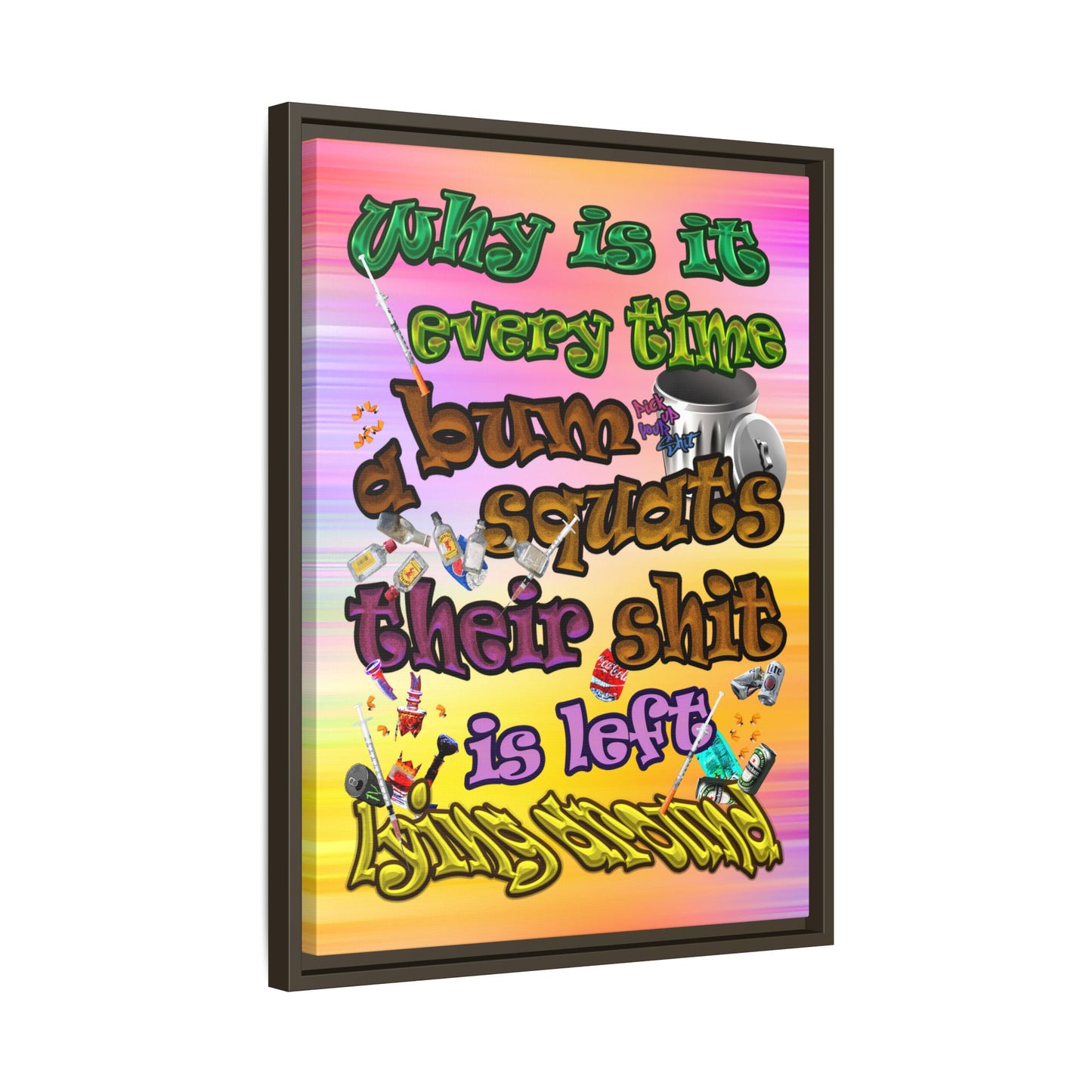 the bum's shit - framed canvas art (color blur)