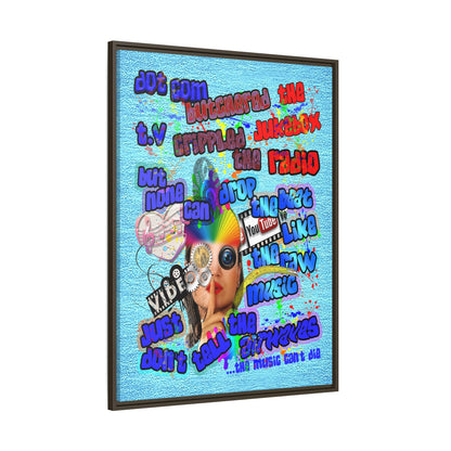 drop the beat - framed canvas art (faded blue)