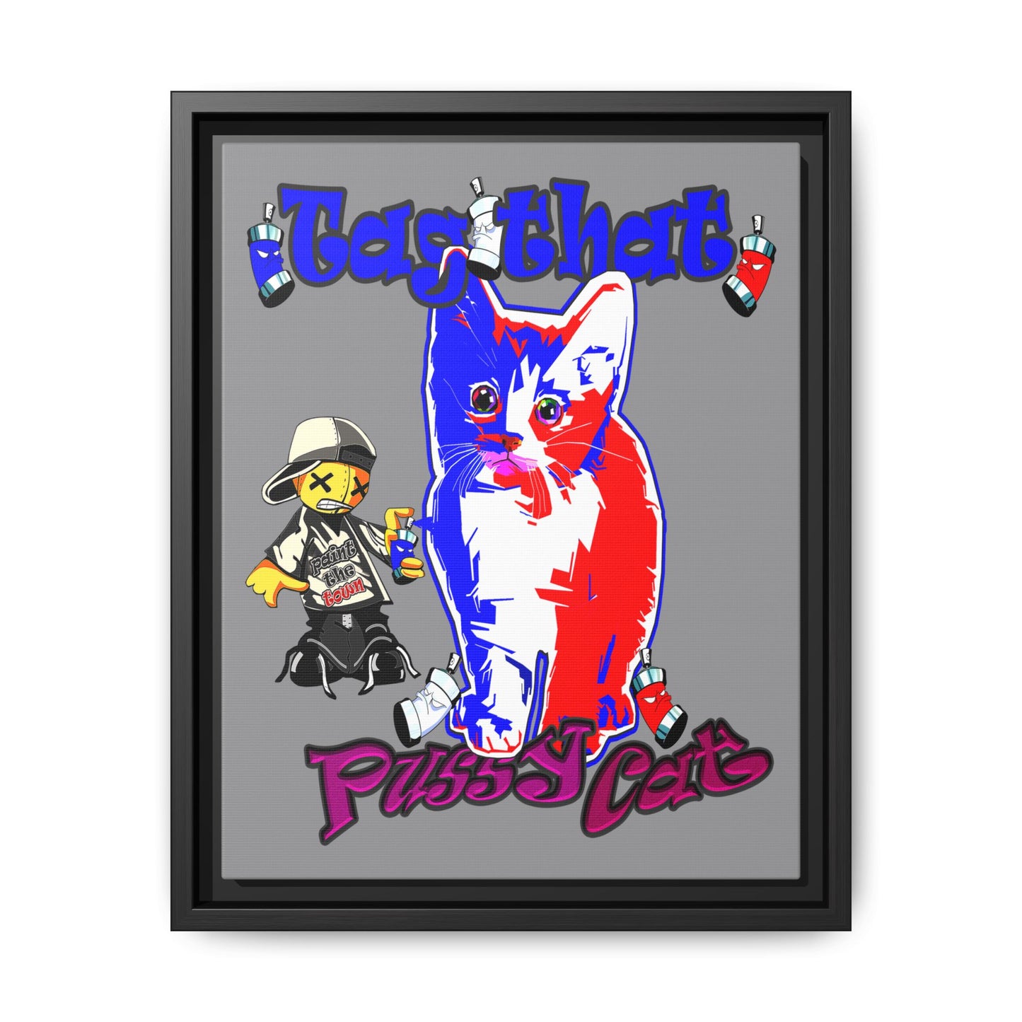 tag that - framed canvas art (grey)