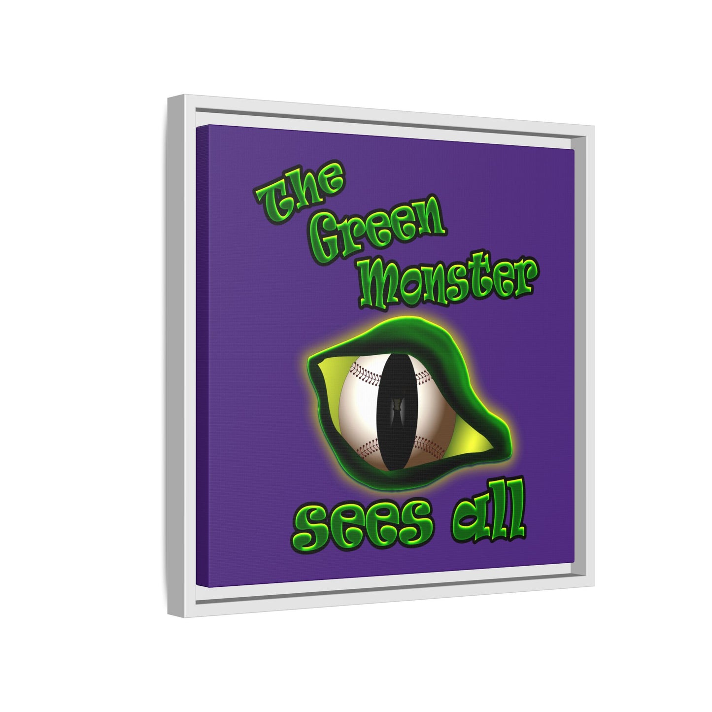green monster - framed canvas art (purple)