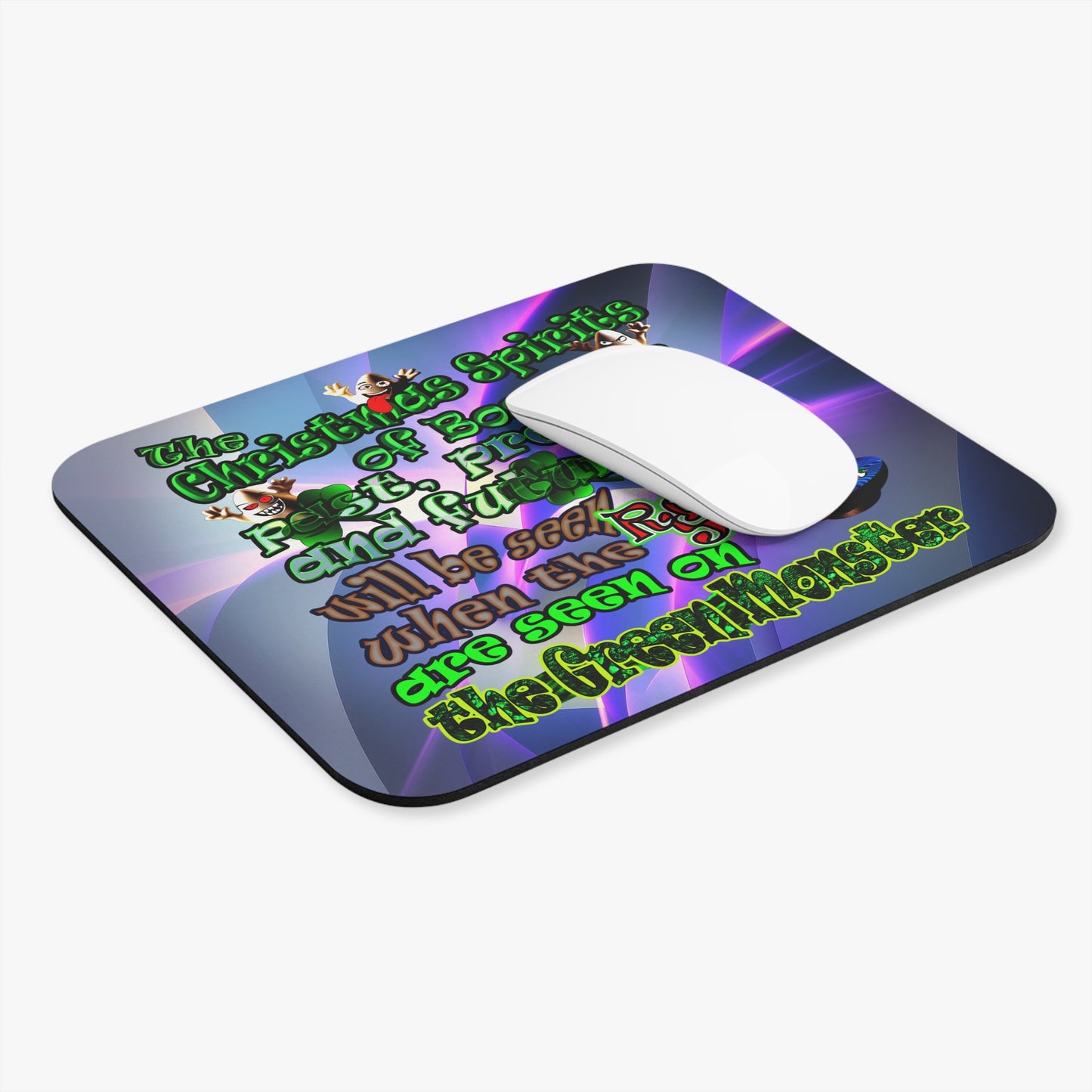 christmas spirits of boston - Mouse Pad (Rectangle) (grey-pink wave)