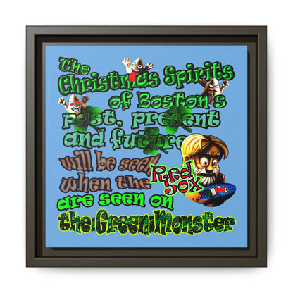 christmas spirits of boston - framed canvas art (light blue)