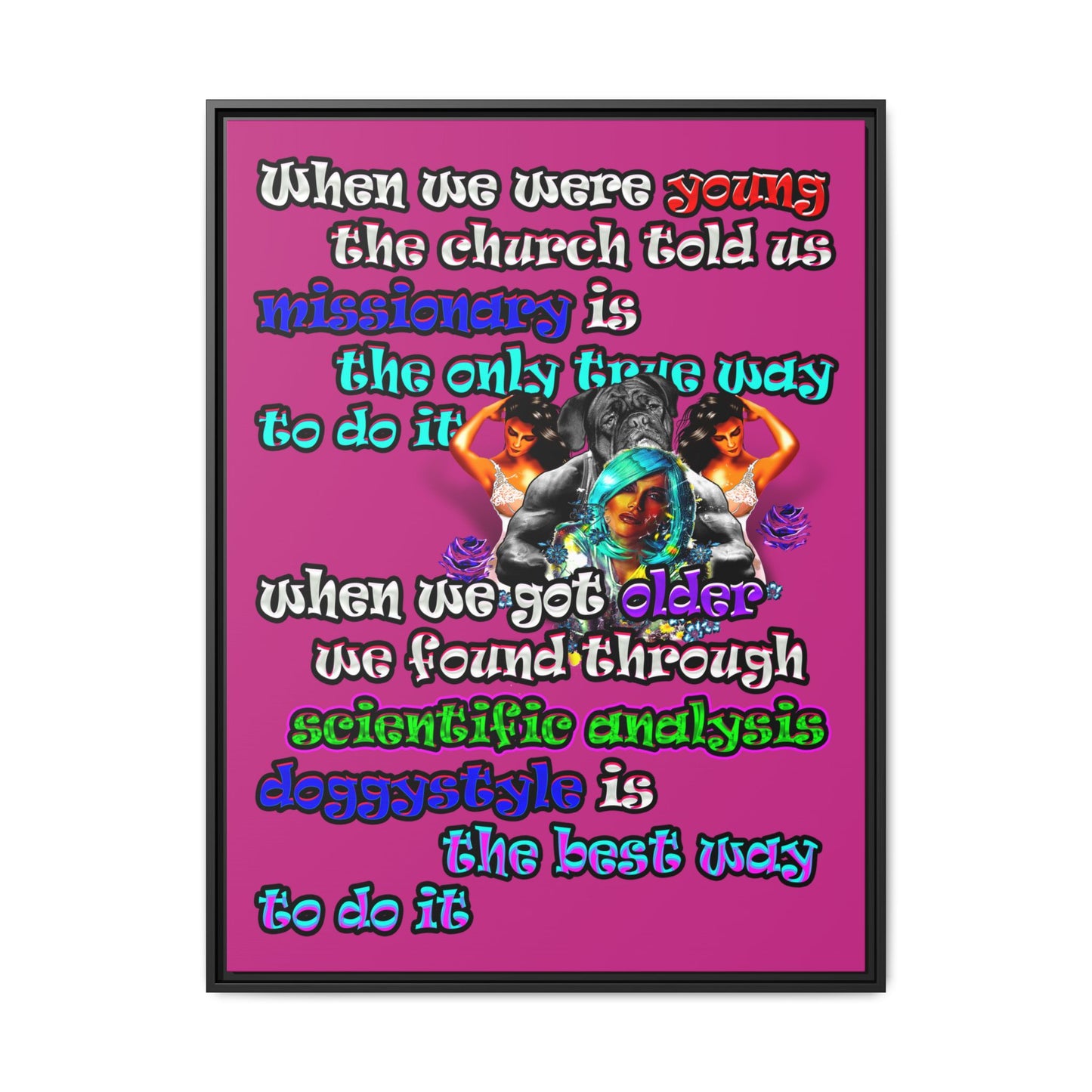 doggystyle - framed canvas art (pink)