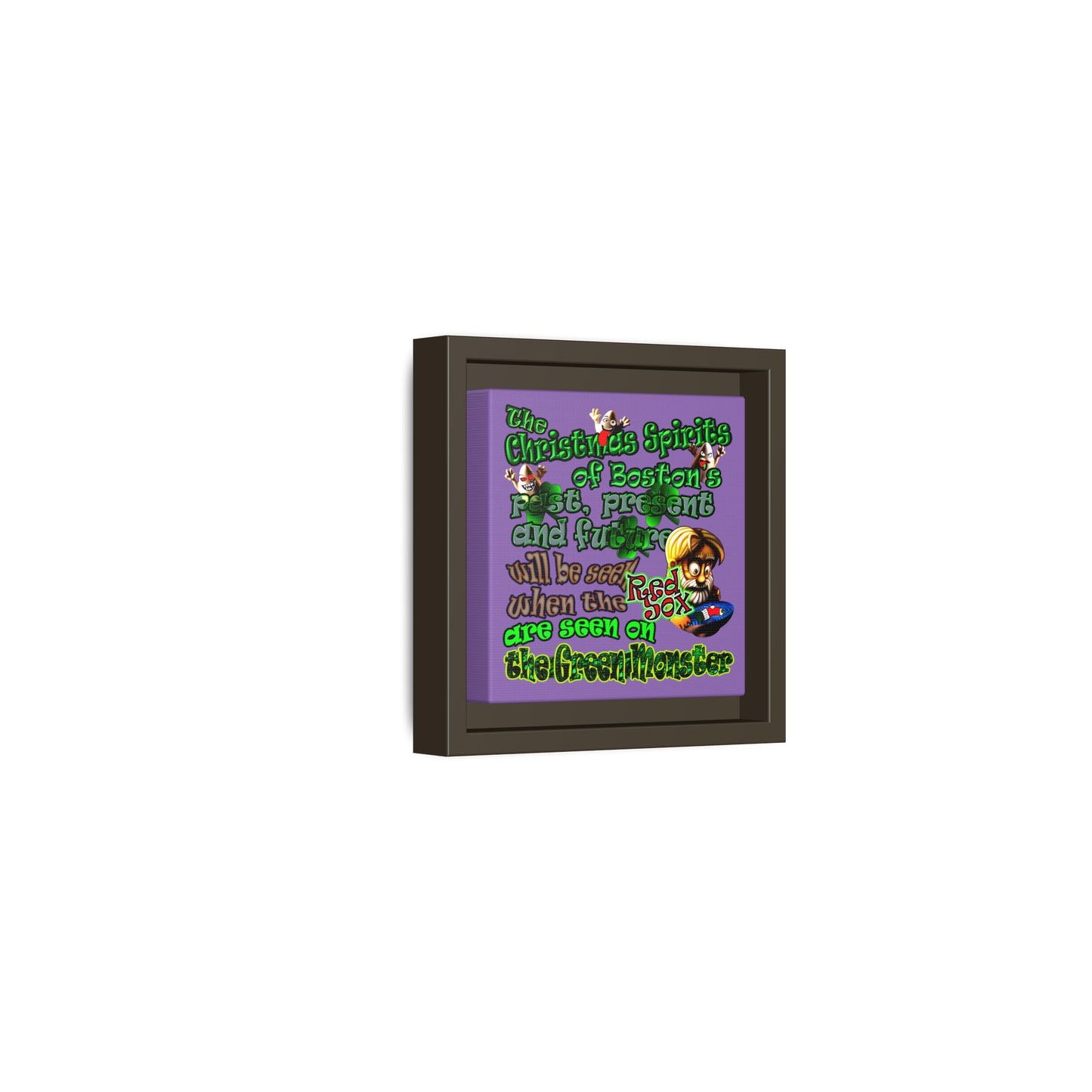 christmas spirits of boston - framed canvas art (light purple)
