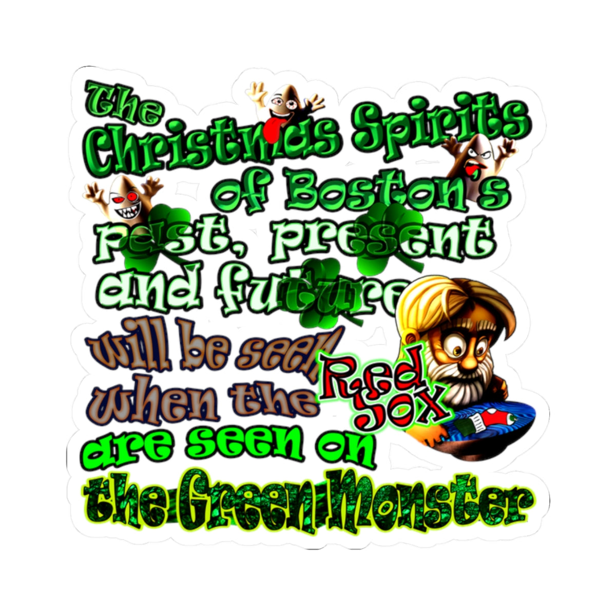 christmas spirits of boston - Kiss-Cut Stickers
