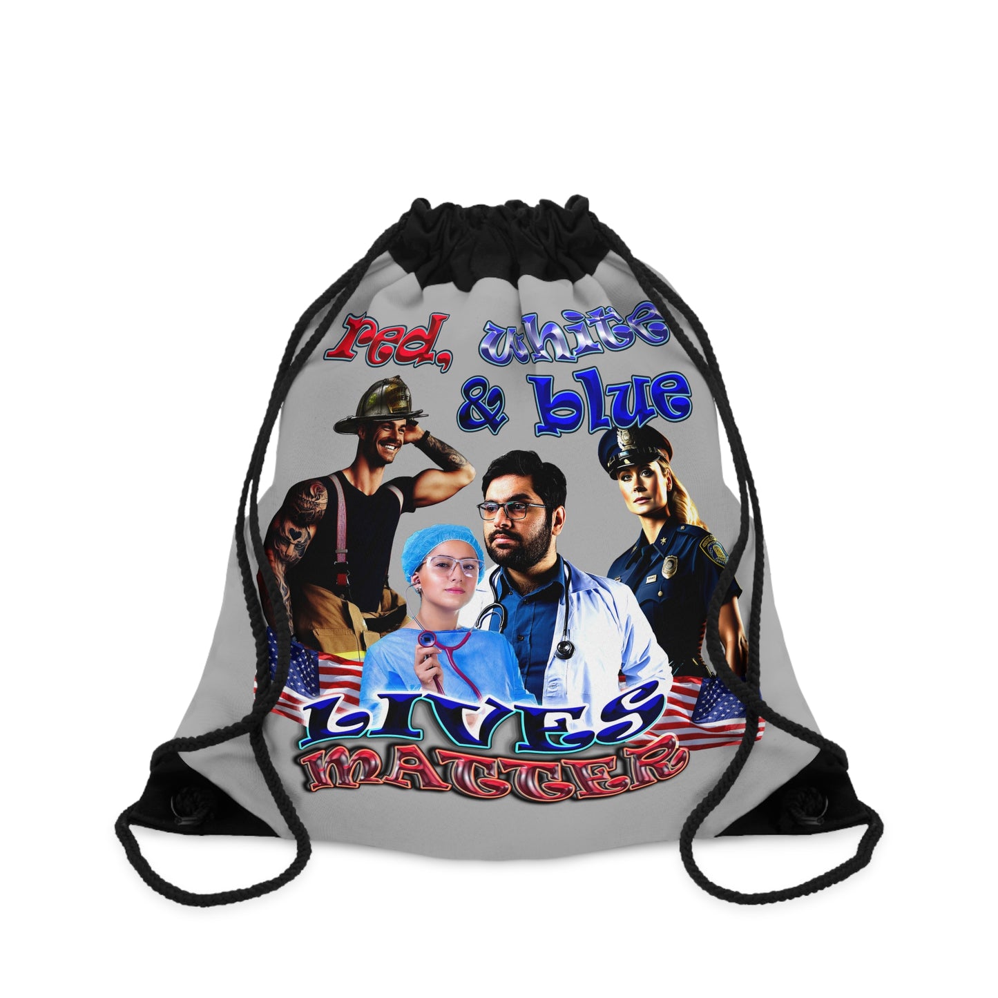 rw&b lives matter - Drawstring Bag (light grey)