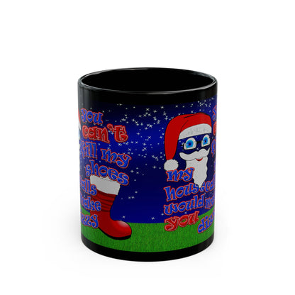 santa's shoes - Black Mug ('snoops' background)