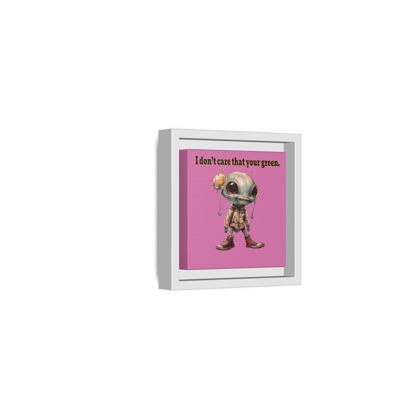 I don't care that your green - framed canvas art (light pink)