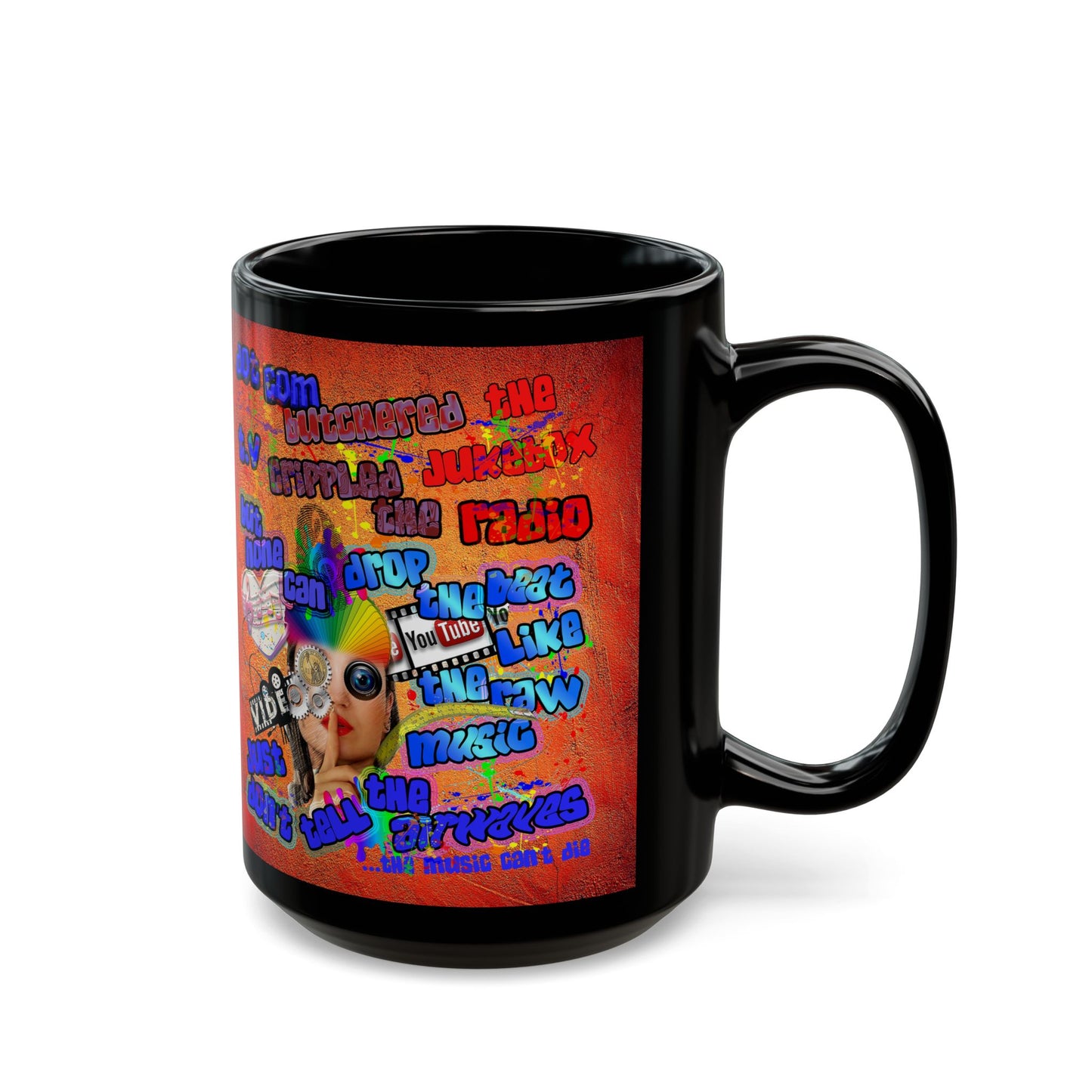 drop the beat - Black Mug (burnt orange)