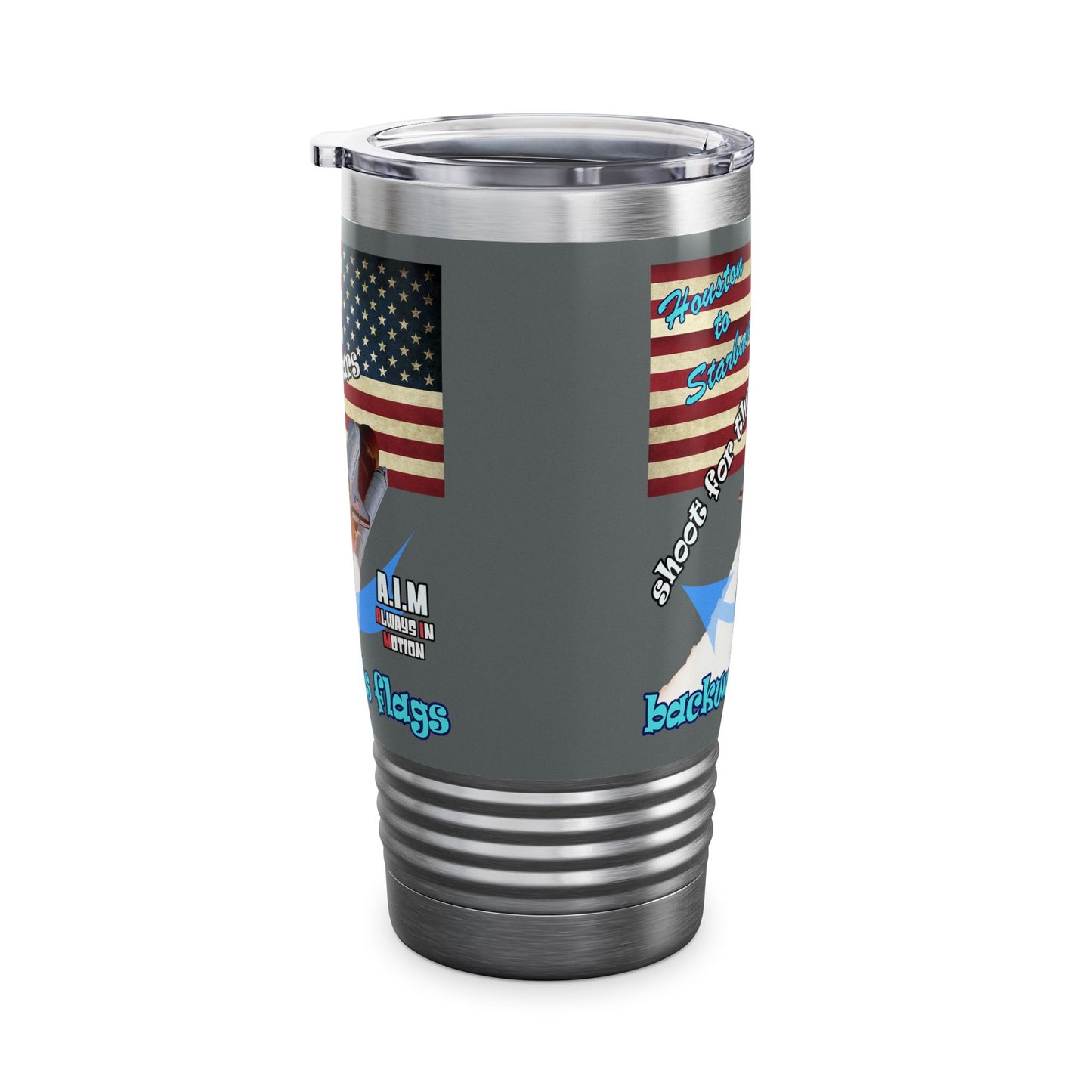 shoot for the stars - Ringneck Tumbler, 20oz (dark grey)