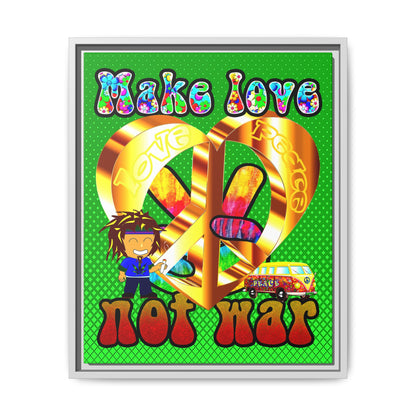 love peace - framed canvas art (logo green)