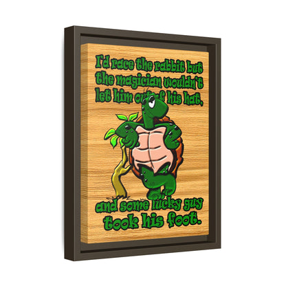 turtle race - framed canvas art (butterscotch wood finish)