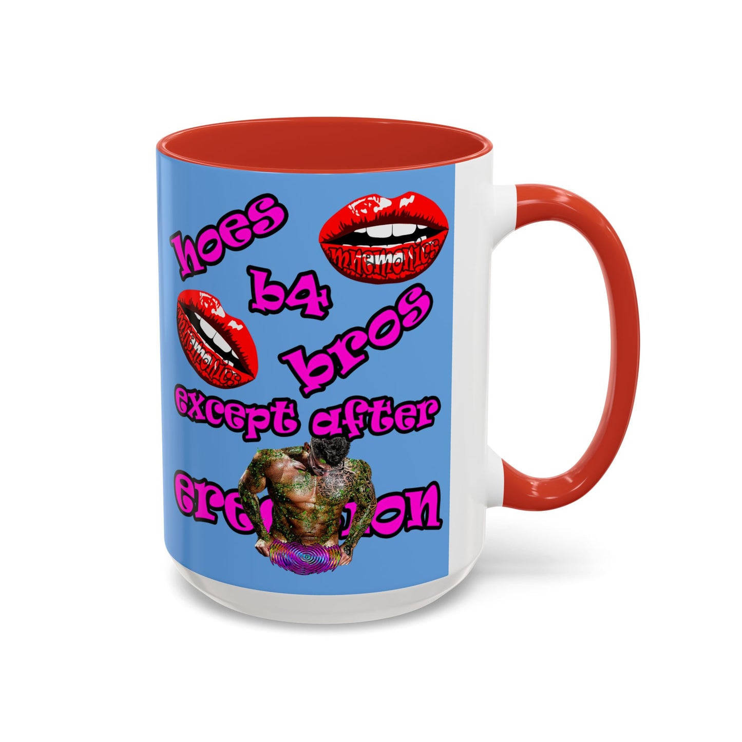 hoes b4 bros - Accent Mug (light blue)