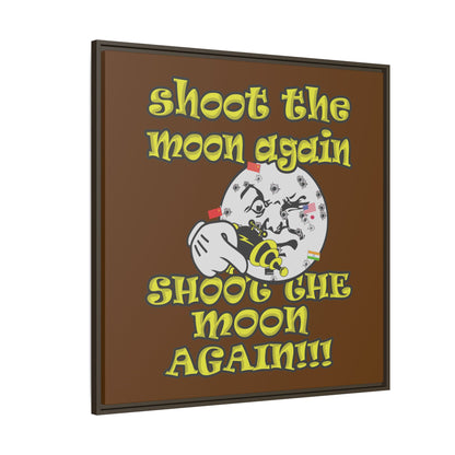 shoot the moon again - framed canvas art (brown)