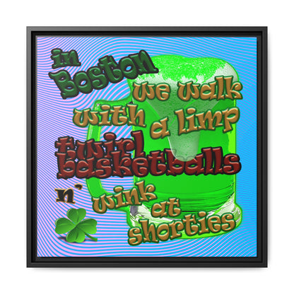 celtics logo - framed canvas art (light blue-purple wave)