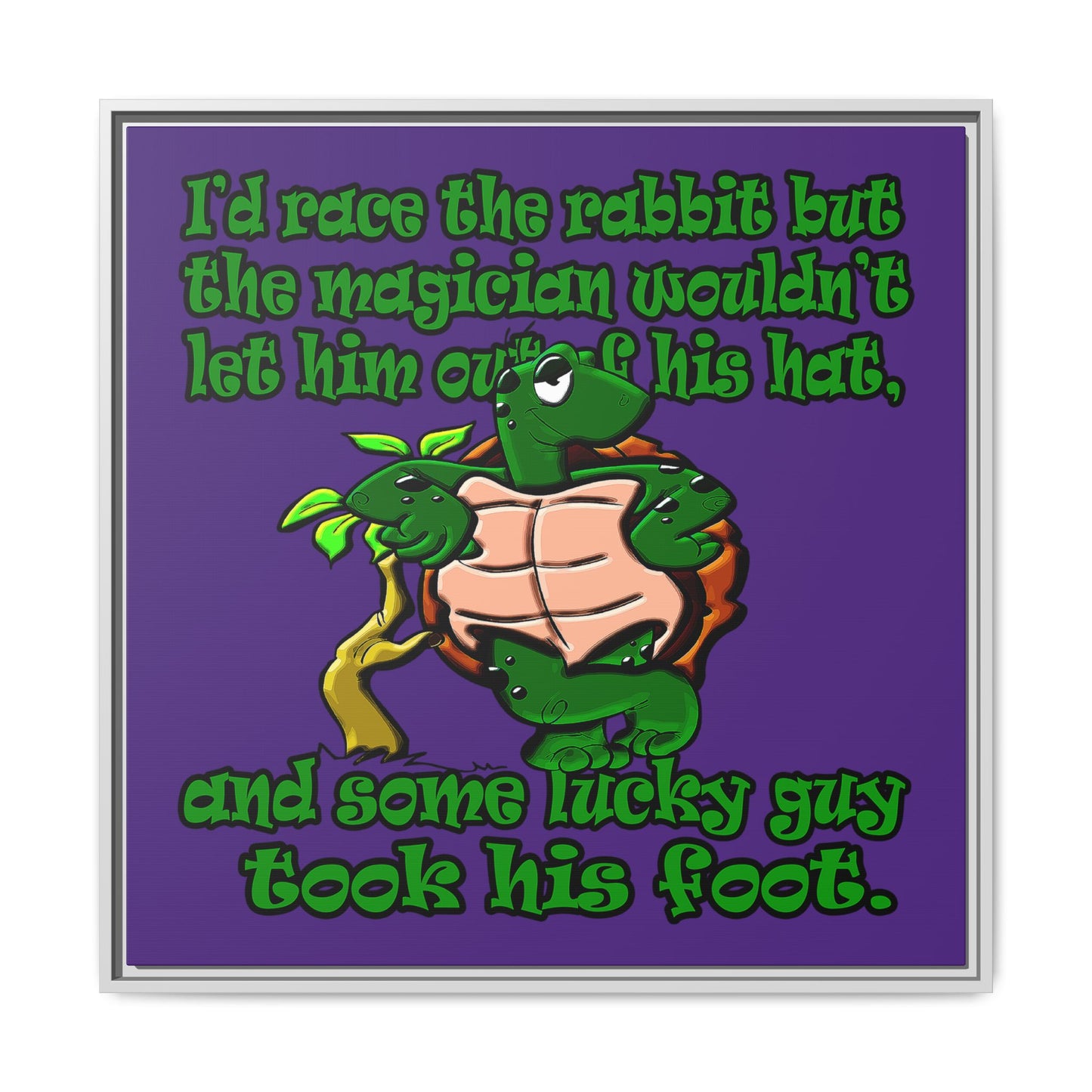 turtle race - framed canvas art (purple)